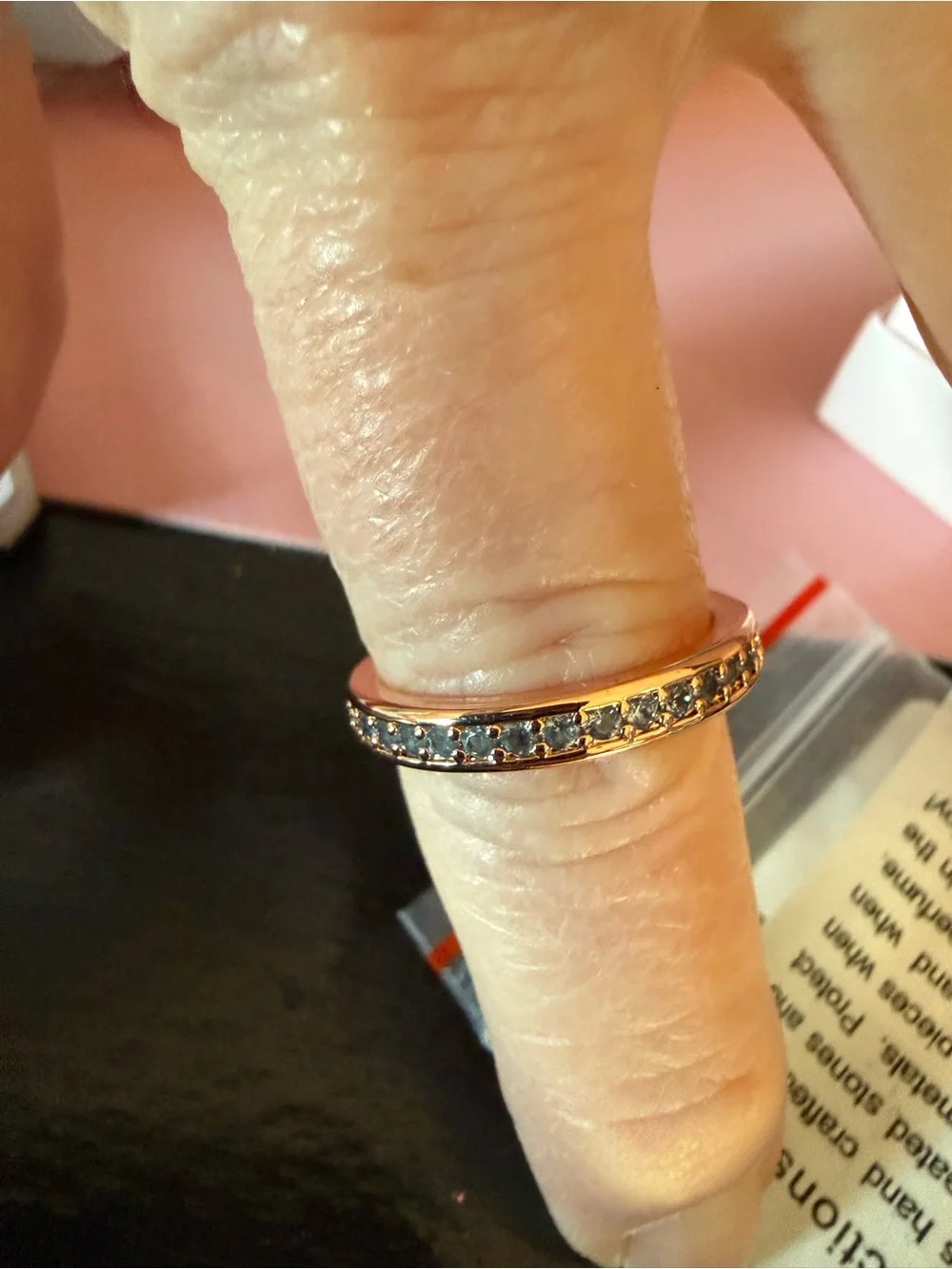 BP Rose Gold Band Ring with Blue Stones - Size 8